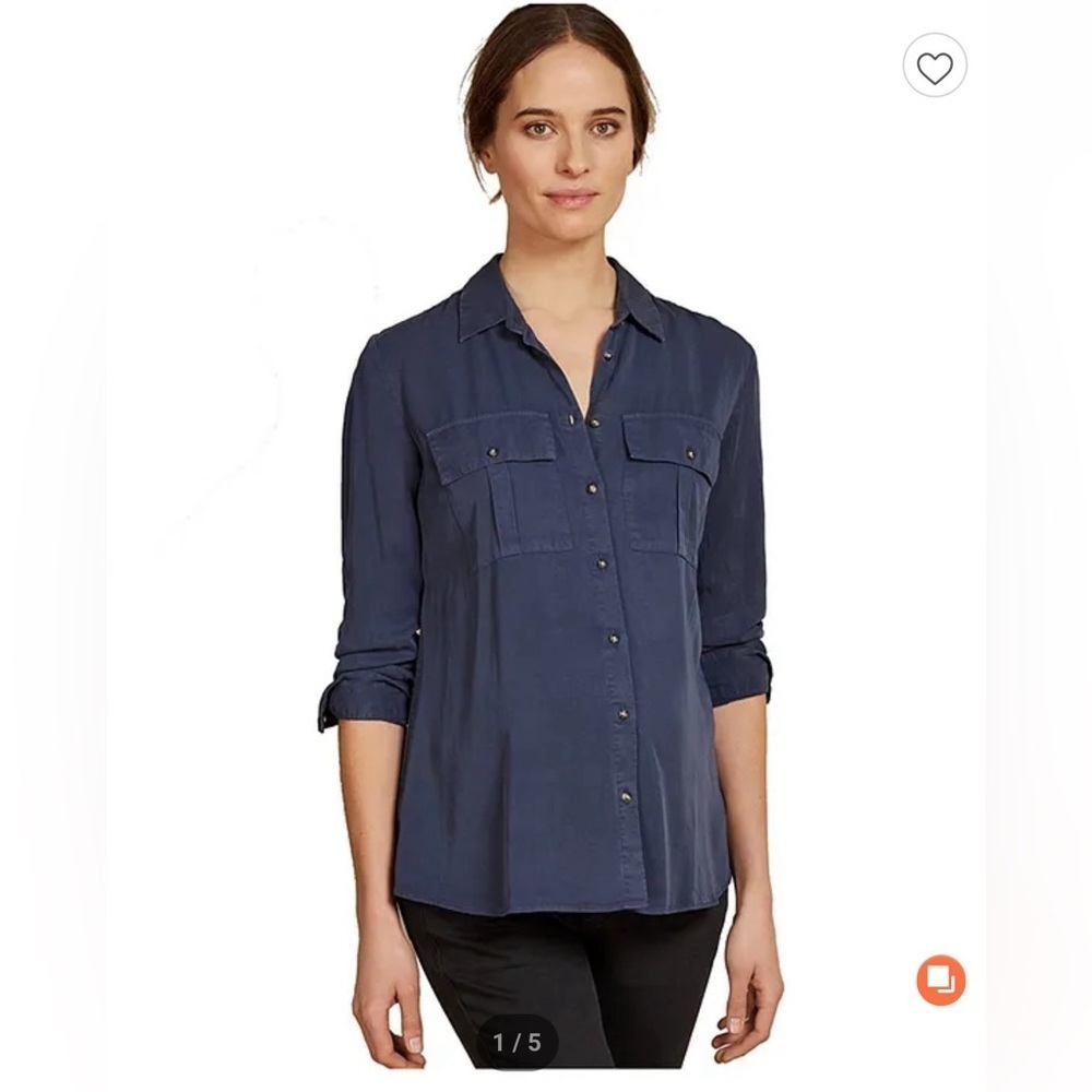 Isabella Oliver Three fourth sleeves Maternity Top-blue